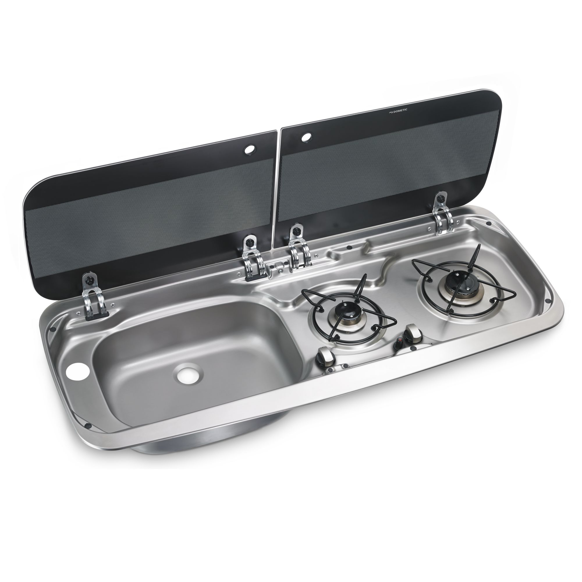 Dometic HSG 2370L 2-burner gas hob & sink (left) combination with glass lid