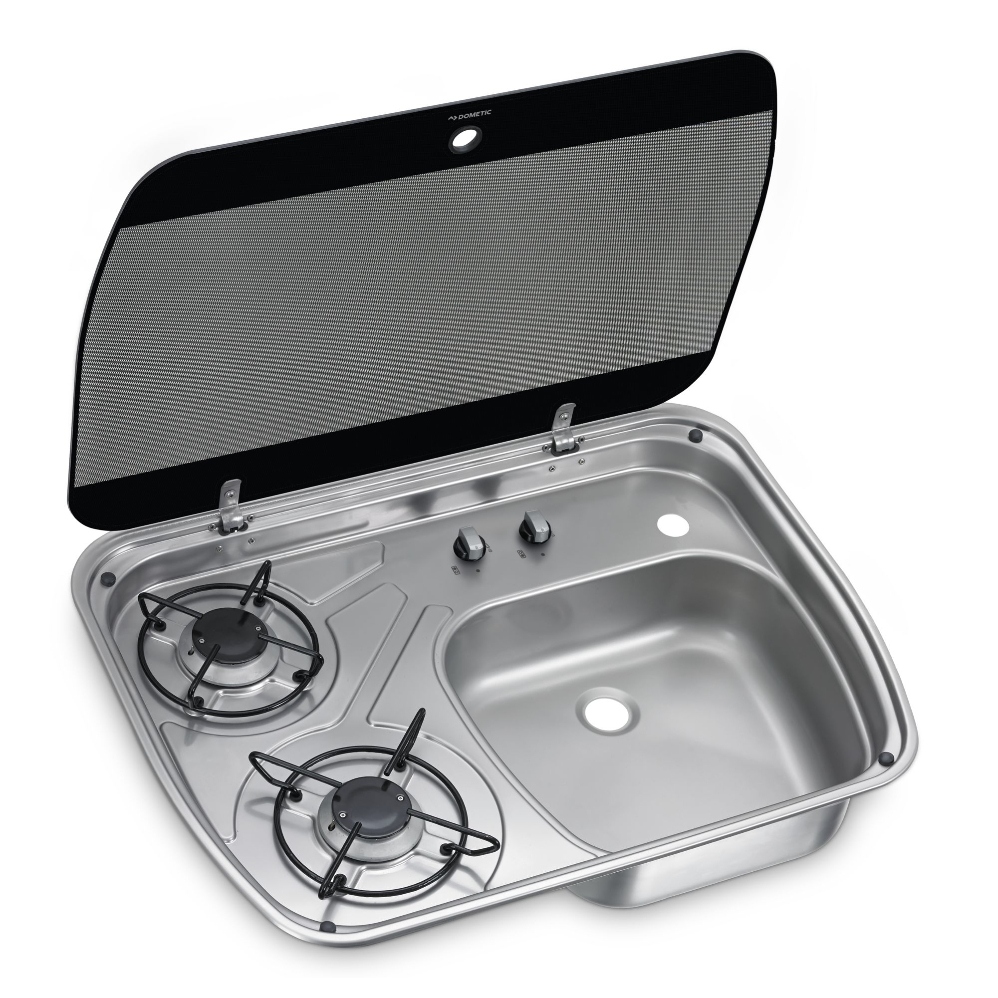 Dometic HSG 2445 2-burner gas hob and sink combination with glass lid